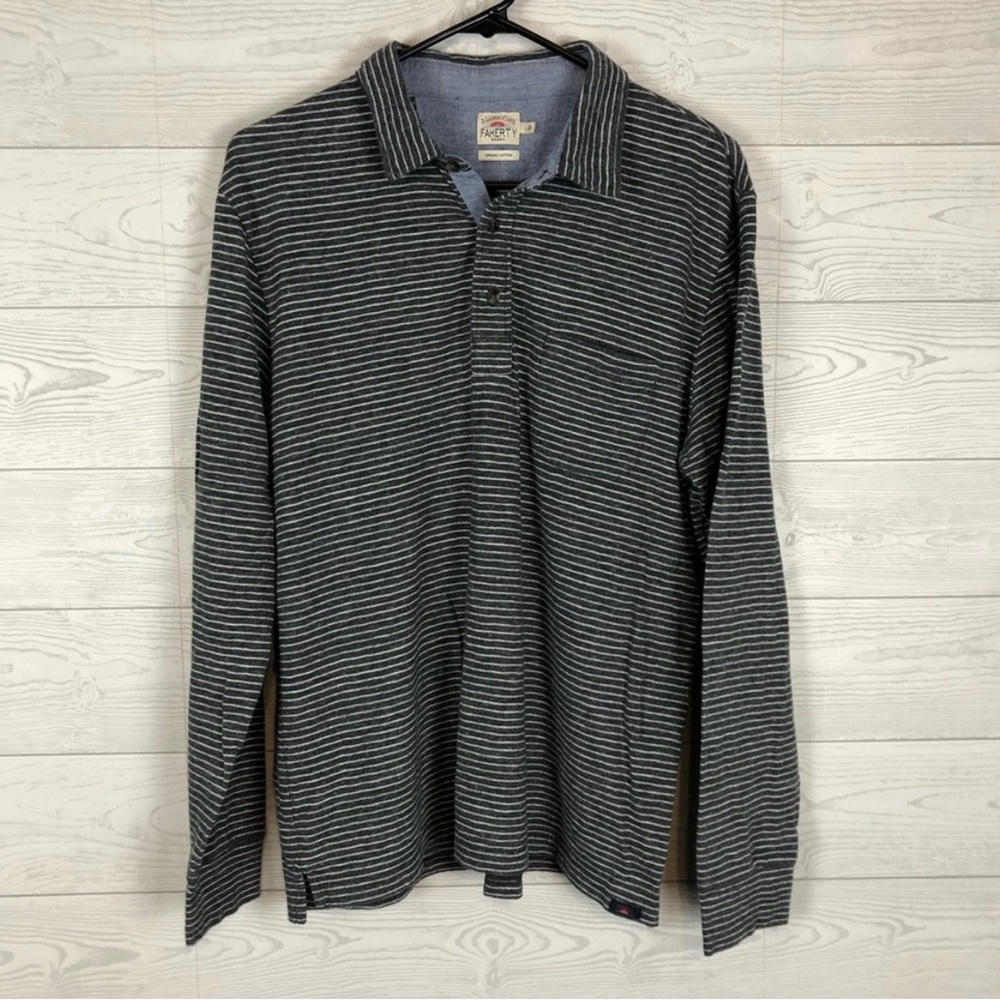 Faherty long sleeved striped polo